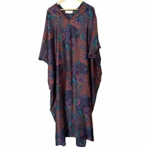 VINTAGE 1960's OSCAR DE LA RENTA Swirl Paisley Maxi MuuMuu Kaftan, Size Medium